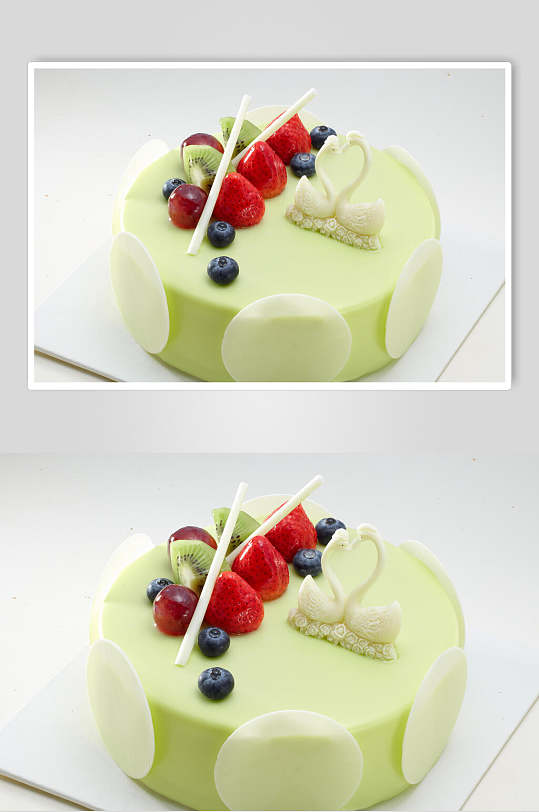 蓝色生日蛋糕食物美食图片