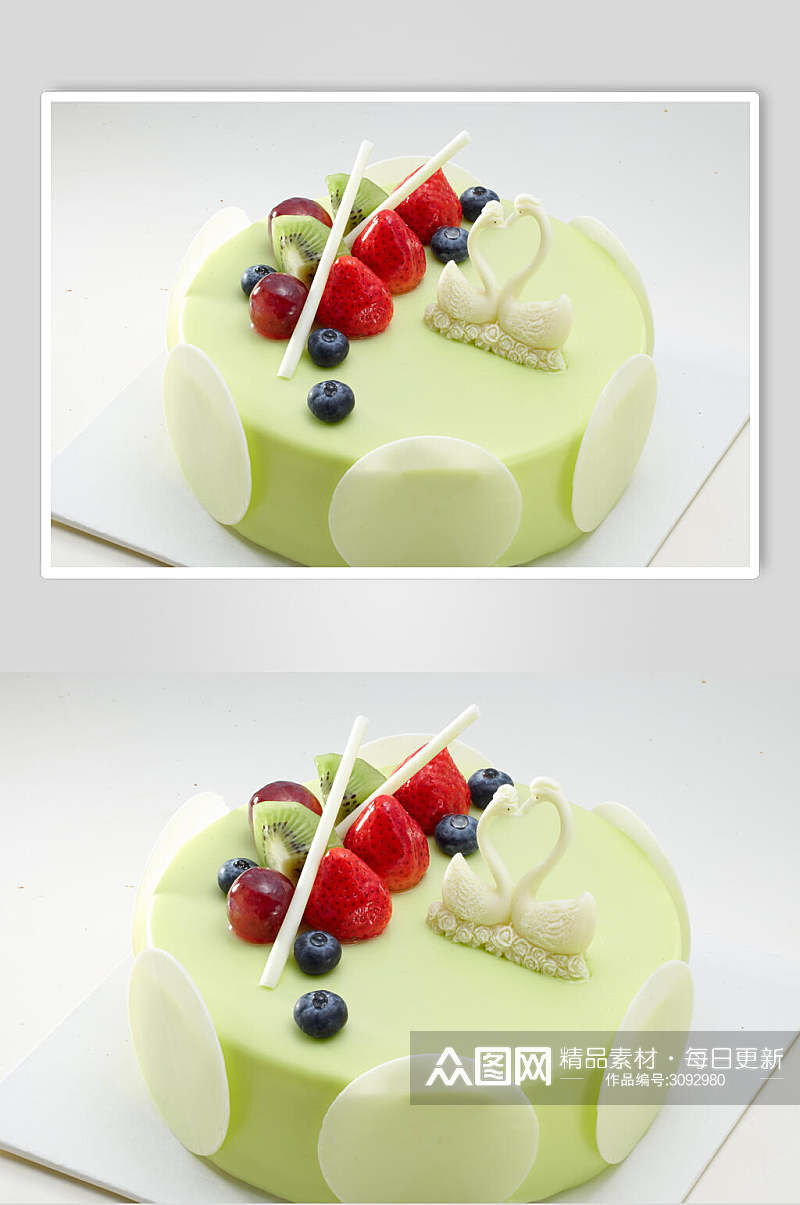 蓝色生日蛋糕食物美食图片素材