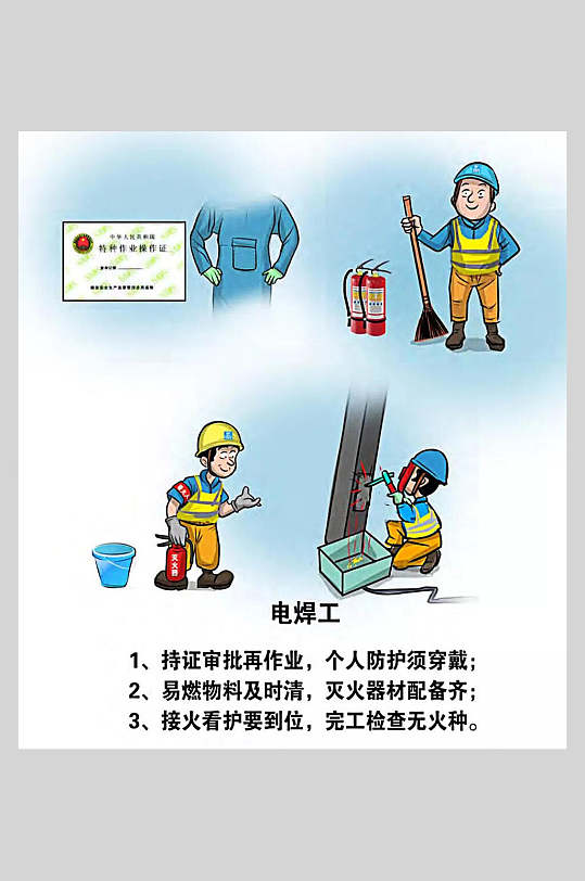 施工安全漫画海报