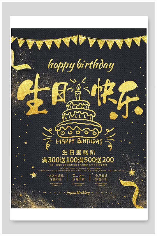 周岁快乐蛋糕趴生日宴海报