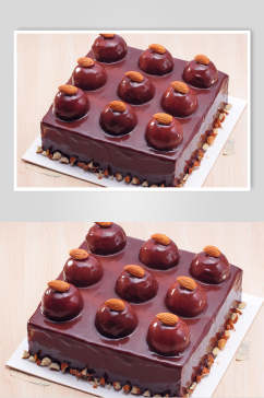 创意坚果巧克力生日蛋糕摄影图片