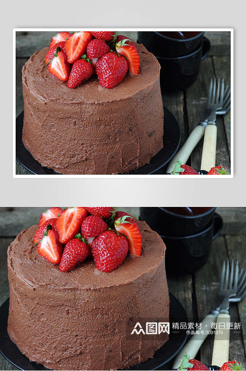 时尚草莓生日蛋糕食品图片素材