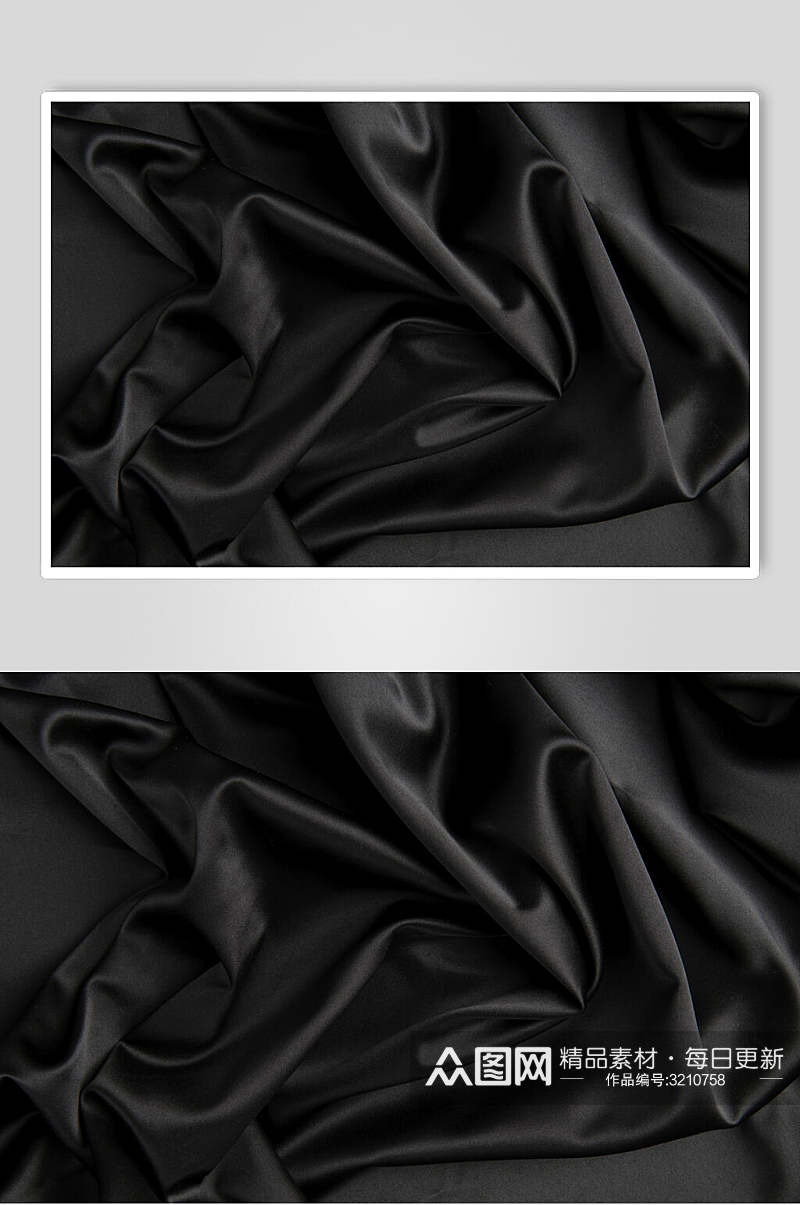 黑色绸缎面料丝绸布料图片素材
