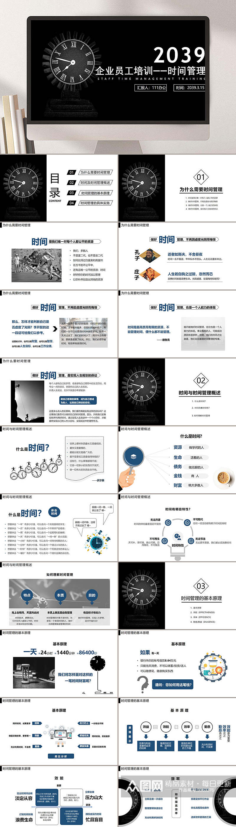 简约高端企业员工培训时间管理PPT素材