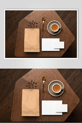 纸张褐色简约风咖啡牛皮纸包装样机