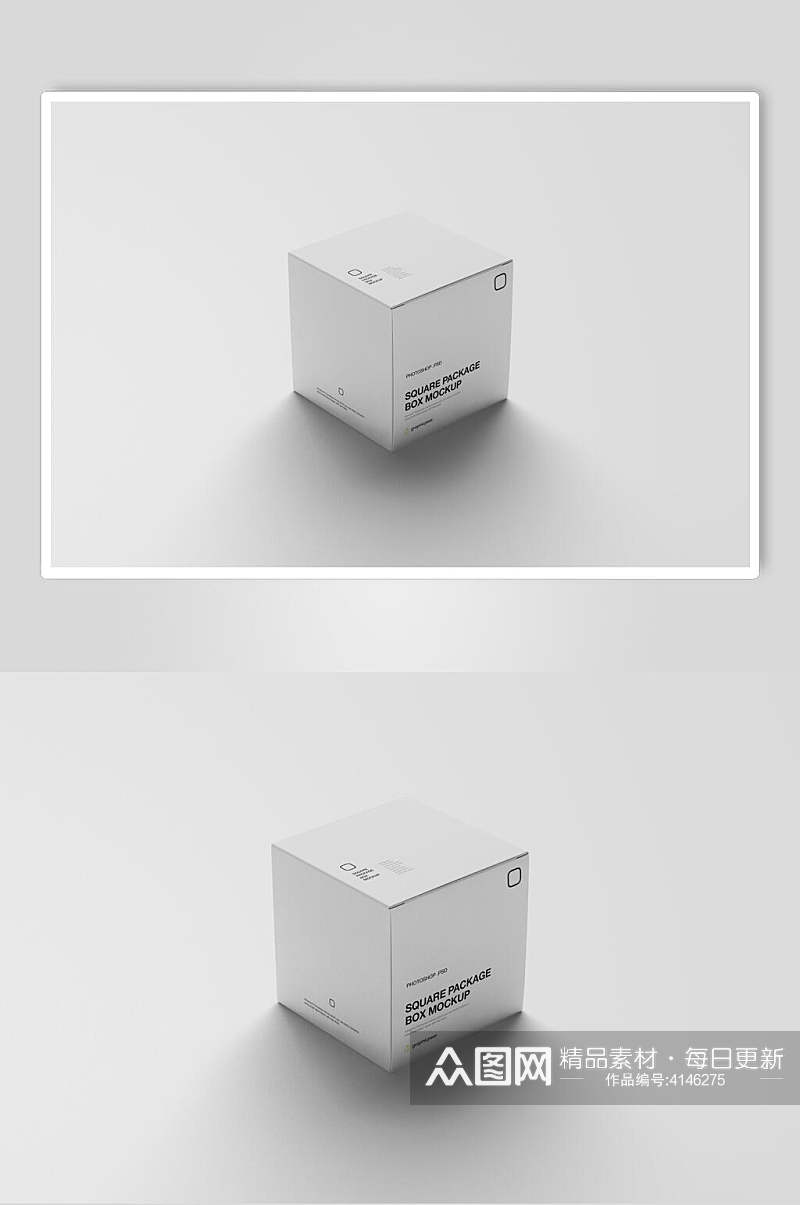 立体方块阴影灰色纸盒包装样机素材