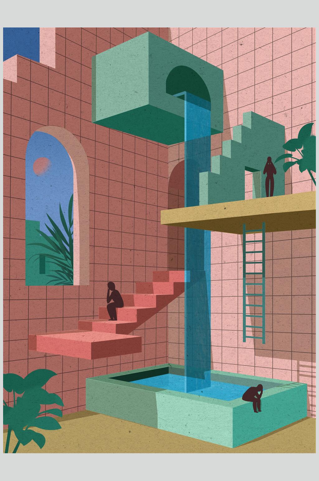 窗户立体结构建筑插画素材素材