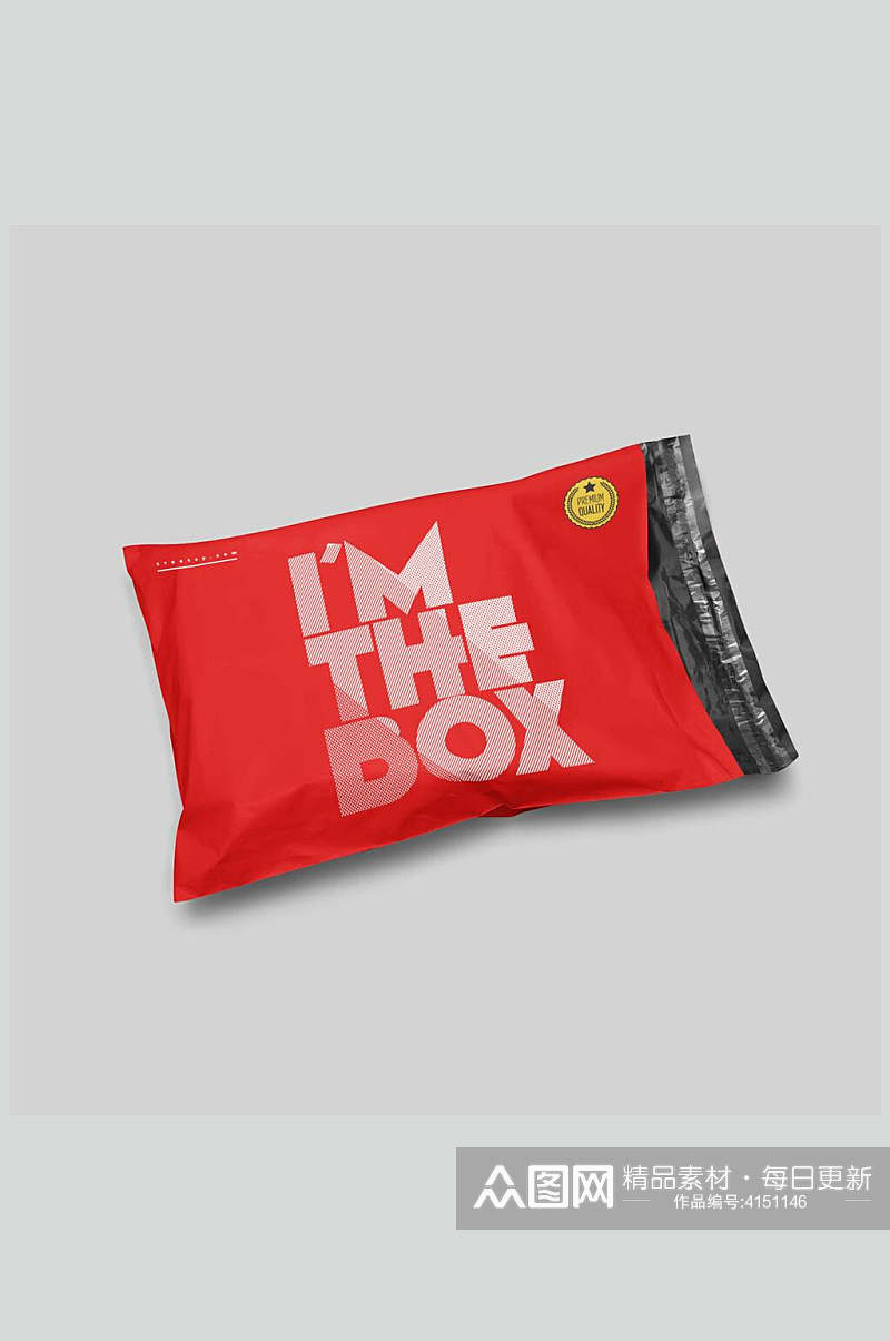 袋子英文红黑食品包装贴图样机素材