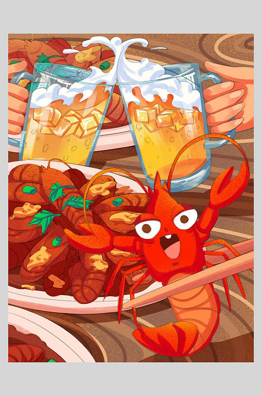 时尚卡通可爱高端大气美食国潮海报