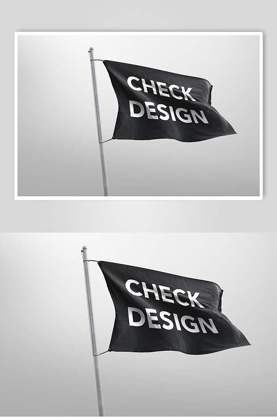 英文字母柱子褶皱黑色旗帜样机