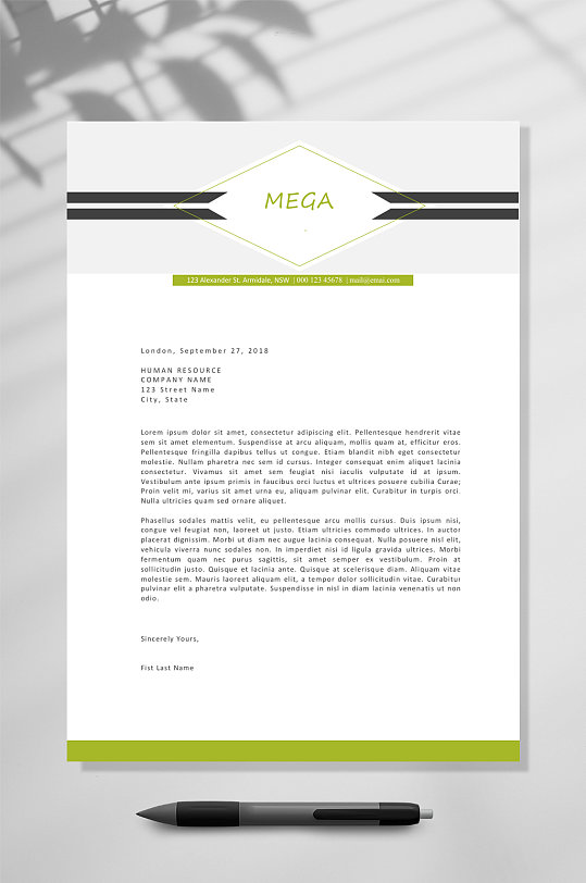 绿色国外英文简历WORD模板-众图网