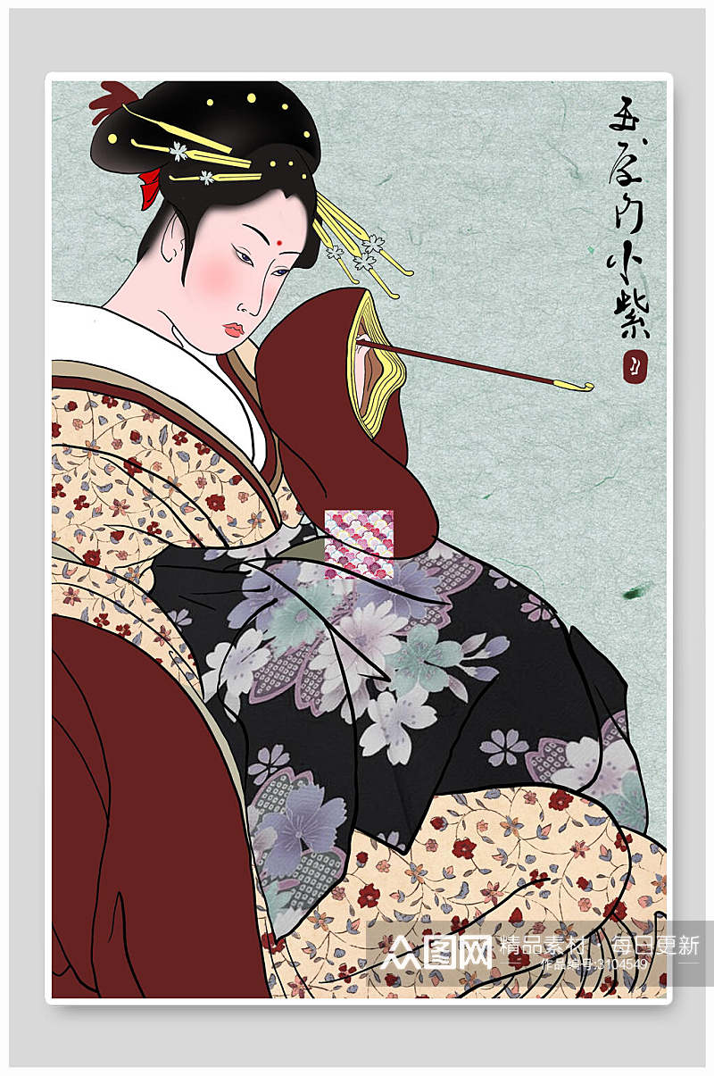 时尚日本浮世绘插画素材素材