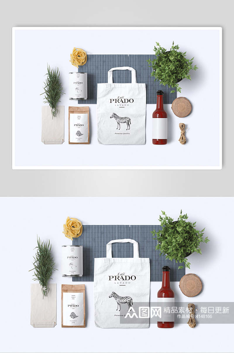 创意纸袋花朵餐饮贴图样机素材