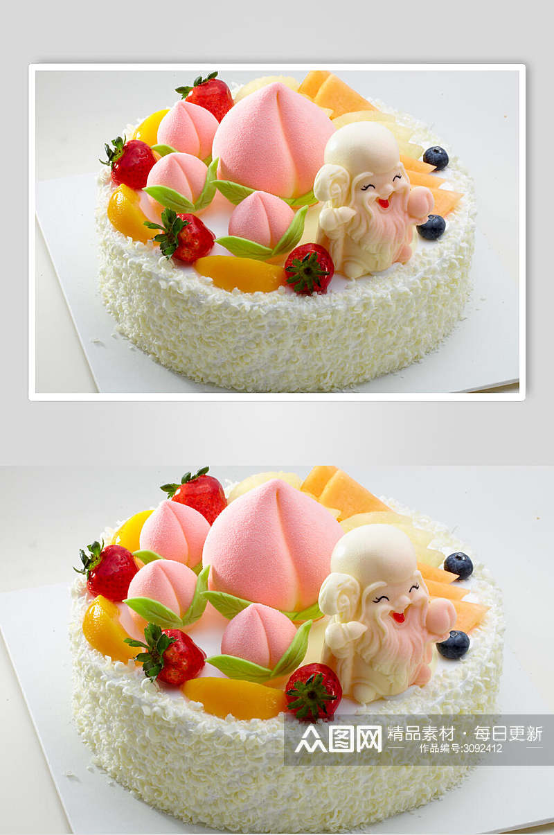 寿桃生日蛋糕食物高清图片素材