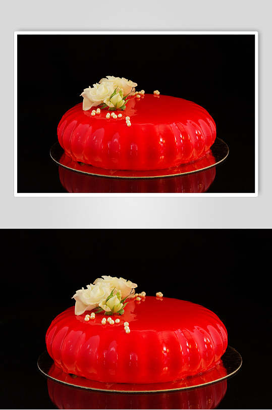 红色喜庆生日蛋糕食品美食图片
