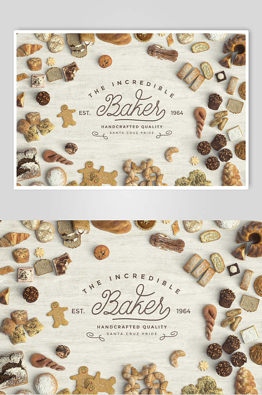 创意面包饼干餐饮贴图样机