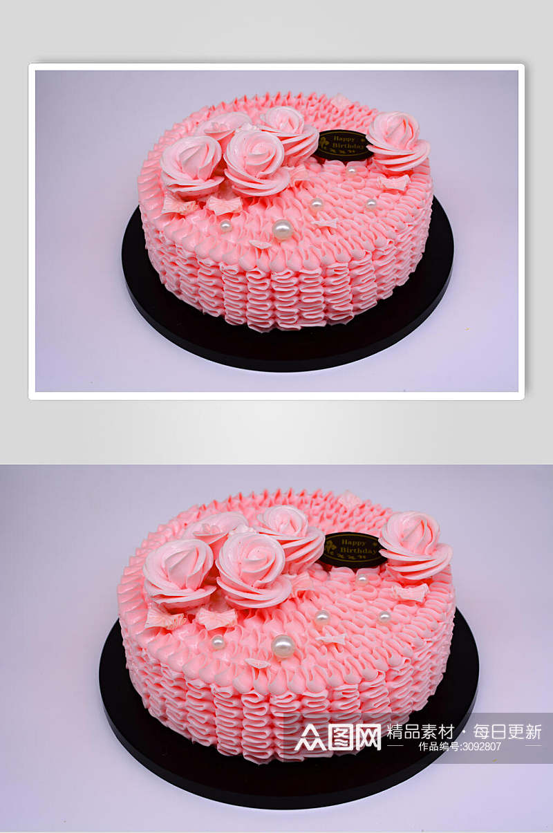 粉色时尚生日蛋糕摄影食品食物图片素材
