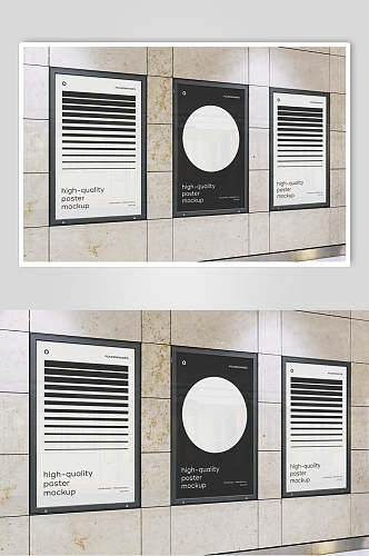 圆圈横线地铁站海报广告牌样机