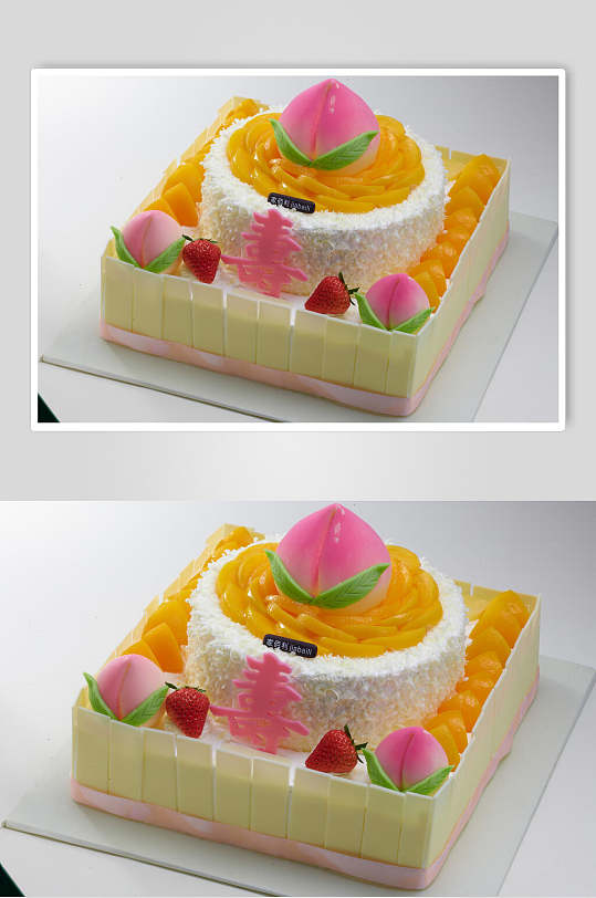 创意寿桃生日蛋糕食品美食图片