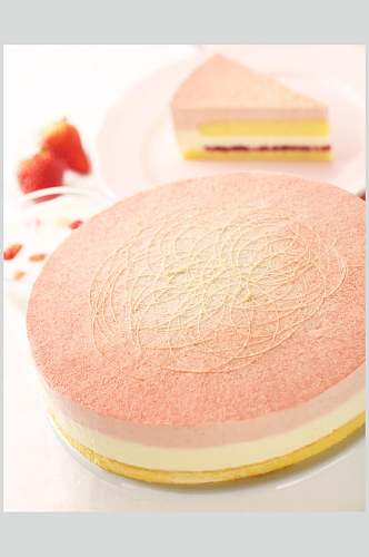 粉色生日蛋糕食物摄影图片