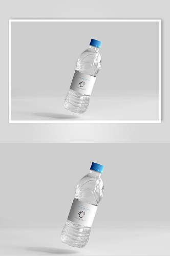 液体水滴图标蓝盖子矿泉水瓶样机