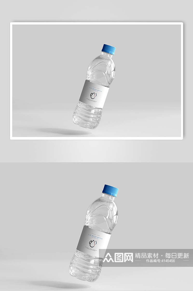 液体水滴图标蓝盖子矿泉水瓶样机素材
