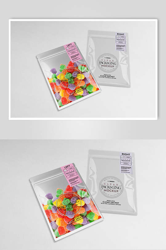 彩色袋子糖果高端创意零食包装样机