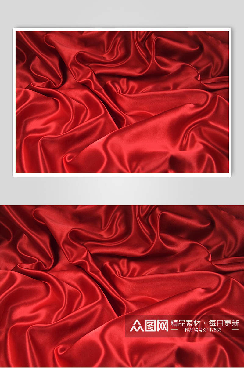 红色精致绸缎面料丝绸布料图片素材