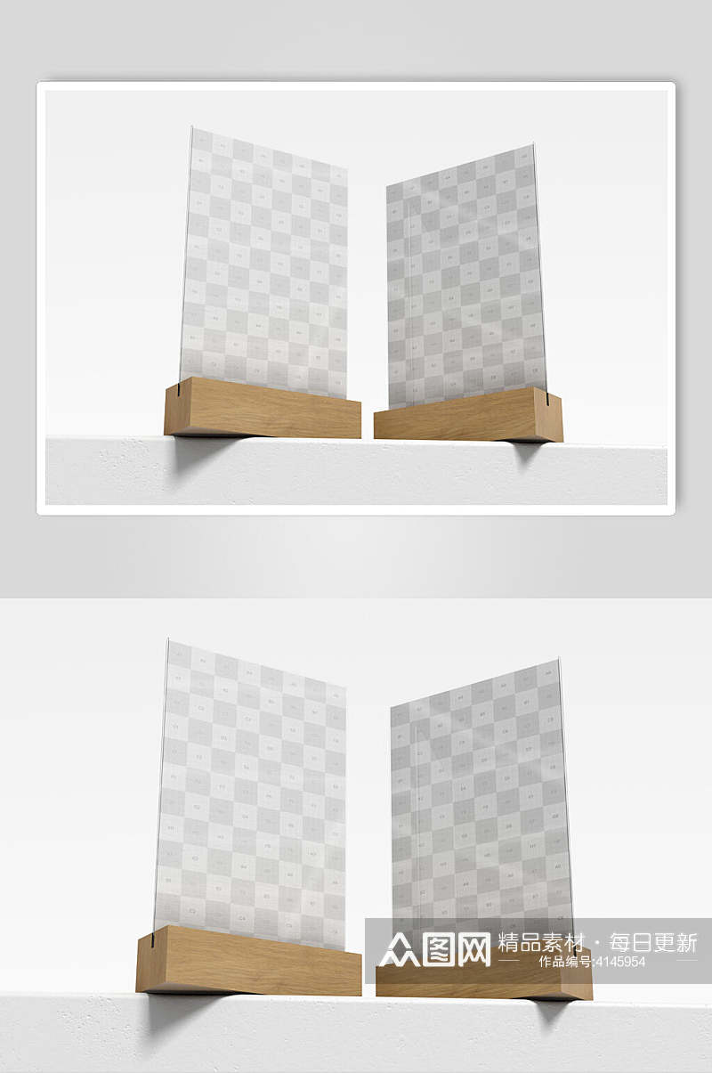 色块立体留白桌牌餐号牌展示样机素材