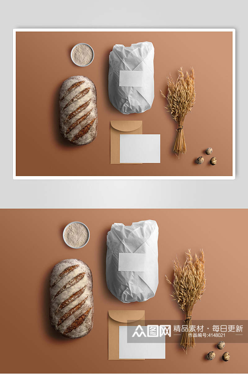 创意大气小麦面包包装样机素材