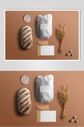 创意大气小麦面包包装样机