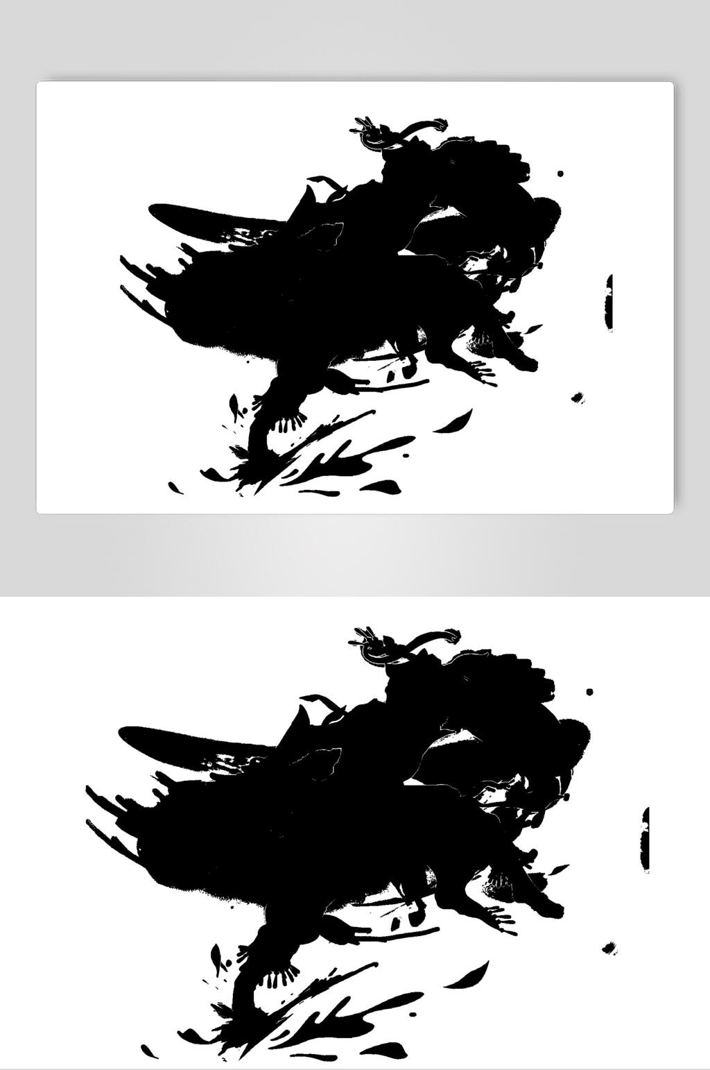 极简黑白水墨武侠侠客素材素材