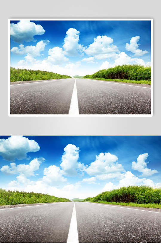 公路蓝天白云天空高清图片