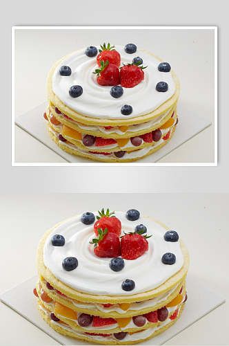 蓝莓水果生日蛋糕美食摄影图片