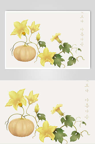 清新淡雅日式简约花卉手绘素材