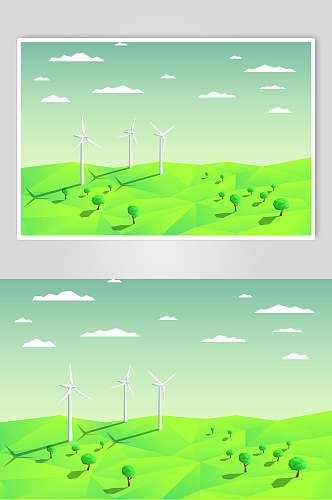 风车自然风景插画矢量素材