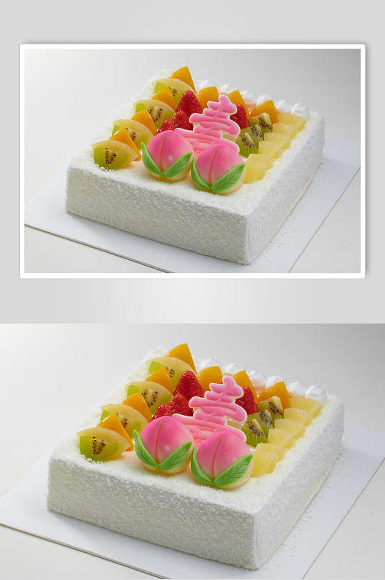创意寿桃生日蛋糕食物摄影图片