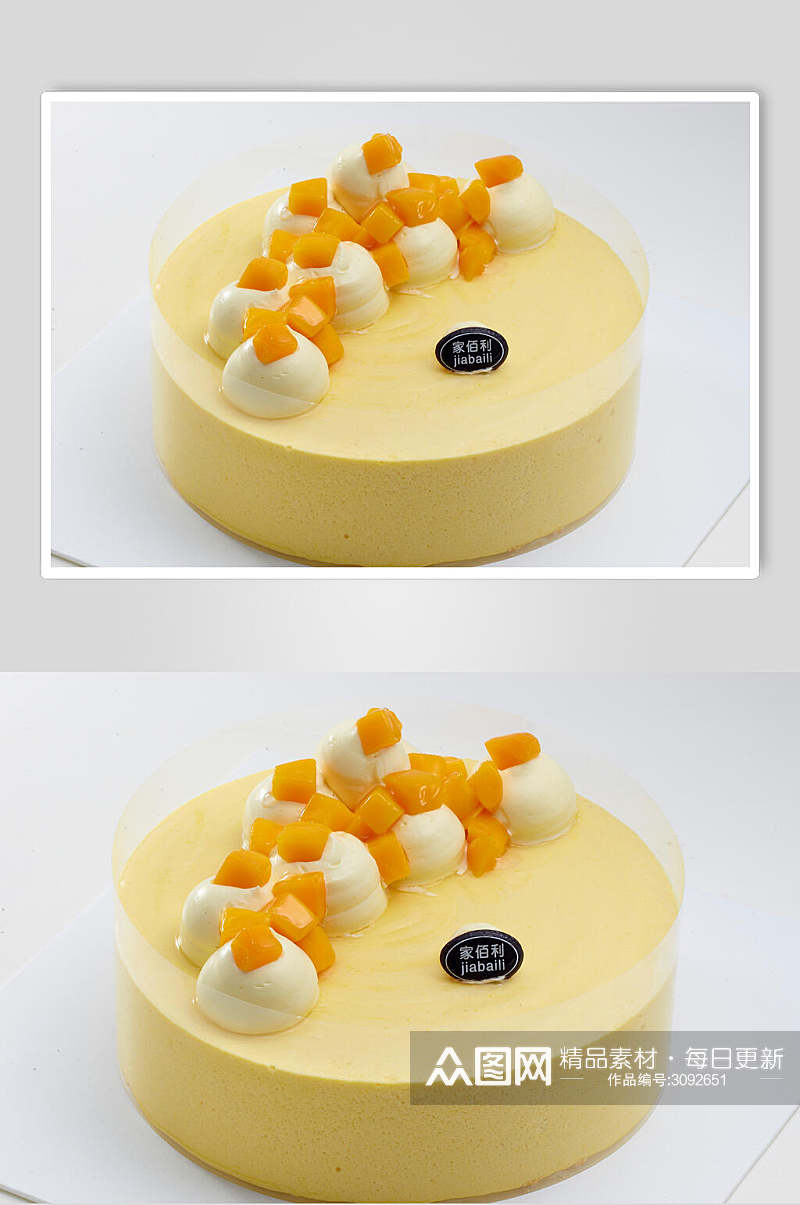 金黄色芒果生日蛋糕食品美食图片素材