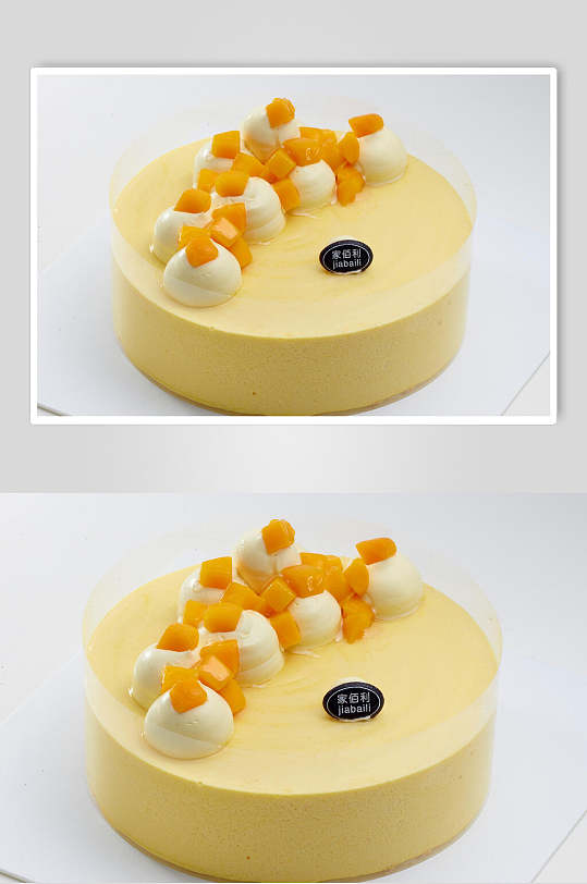 金黄色芒果生日蛋糕食品美食图片