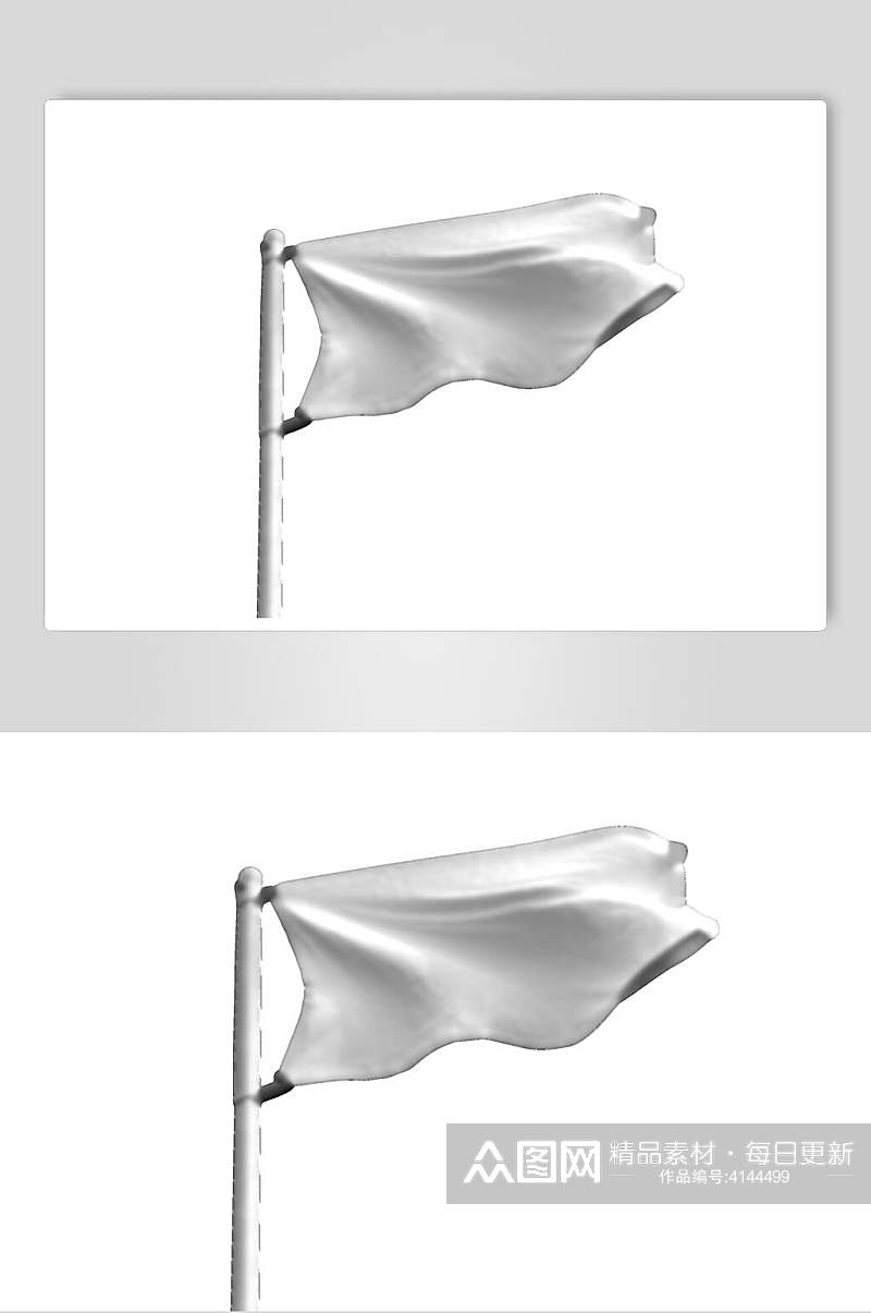灰白简约时尚高端创意旗帜样机素材