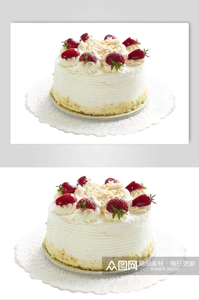 招牌草莓生日蛋糕食物图片素材