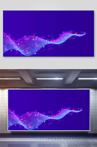 紫色科技感背景展板