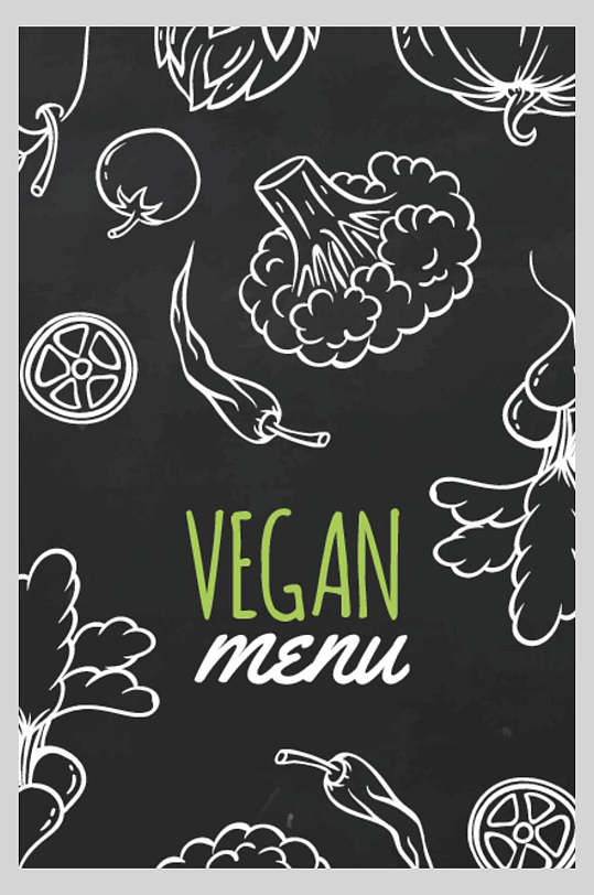 素描蔬菜菜单宣传海报