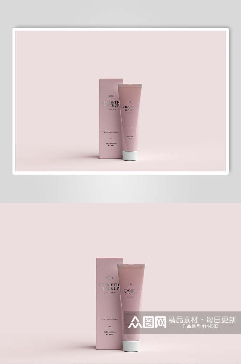 粉色简约护肤美妆产品包装展示样机素材