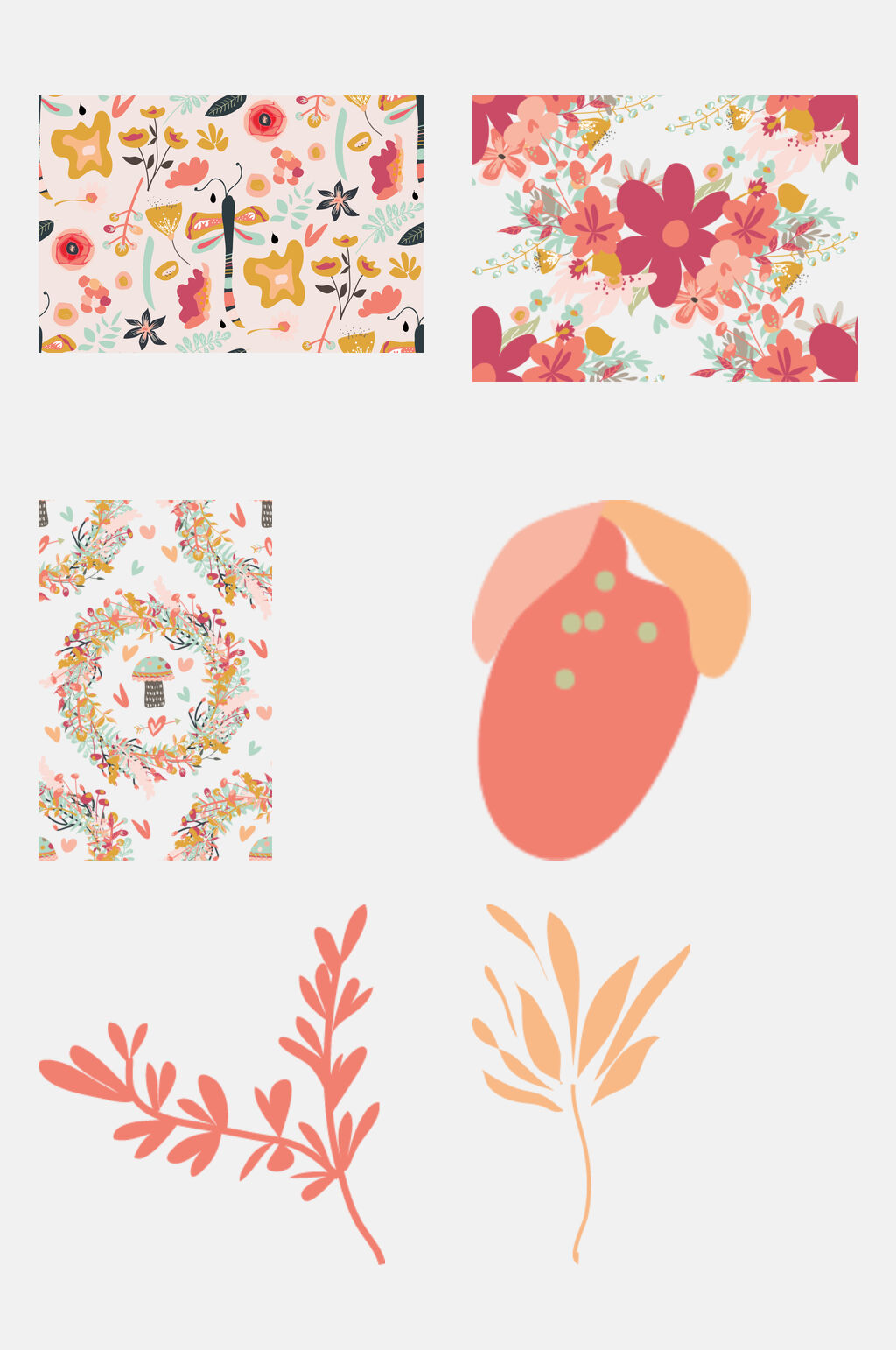 彩色卡通鲜花花卉剪贴画免抠元素素材
