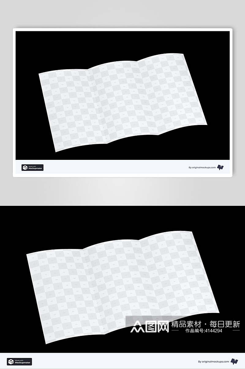 折痕线条方格黑色折页展示样机素材