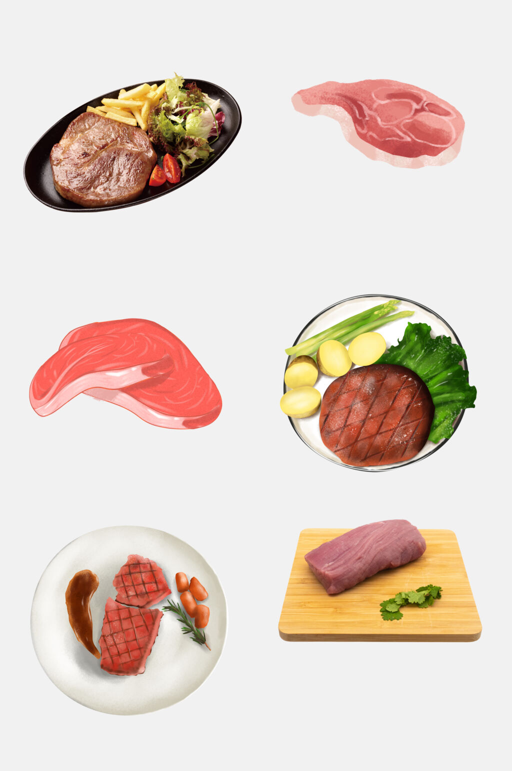 水彩西餐牛排免抠素材素材