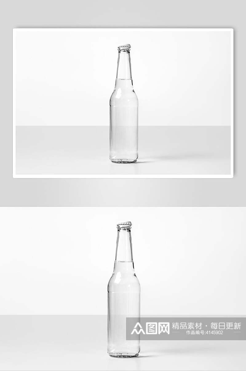 透明盖子灰白色背景墙玻璃瓶子样机素材