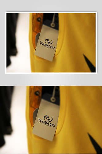 黄色衣服服饰标签展示样机