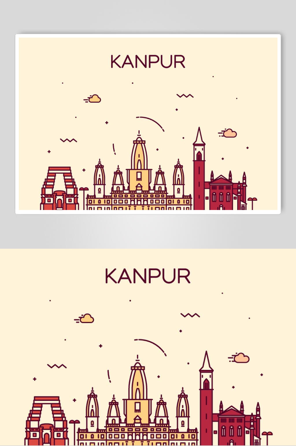 KANPUR世界建筑插画矢量素材素材